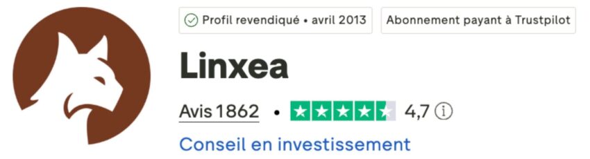 Page des avis Trustpilot de Linxea