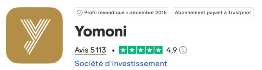Page des avis Trustpilot de Yomoni