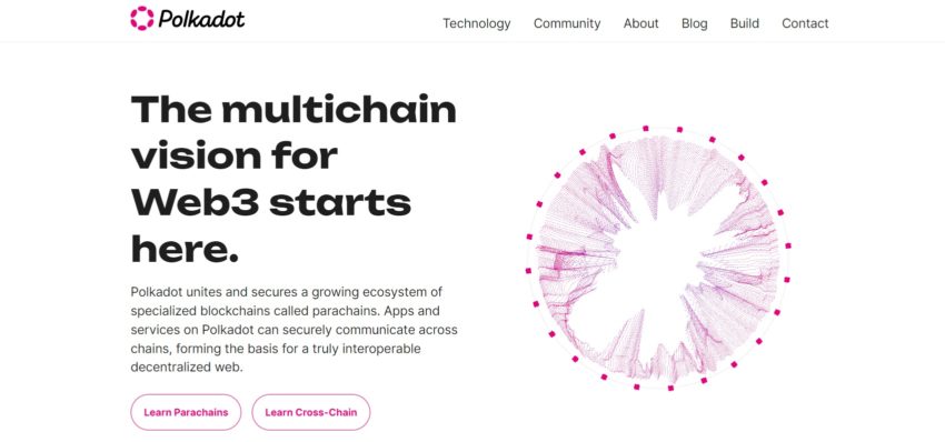 Page d'accueil du projet crypto Polkadot