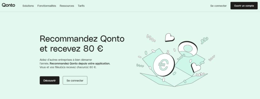 Illustration venant de la page du programme de parrainage de Qonto