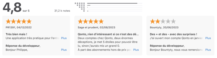 Les avis clients sur Apple Store 
