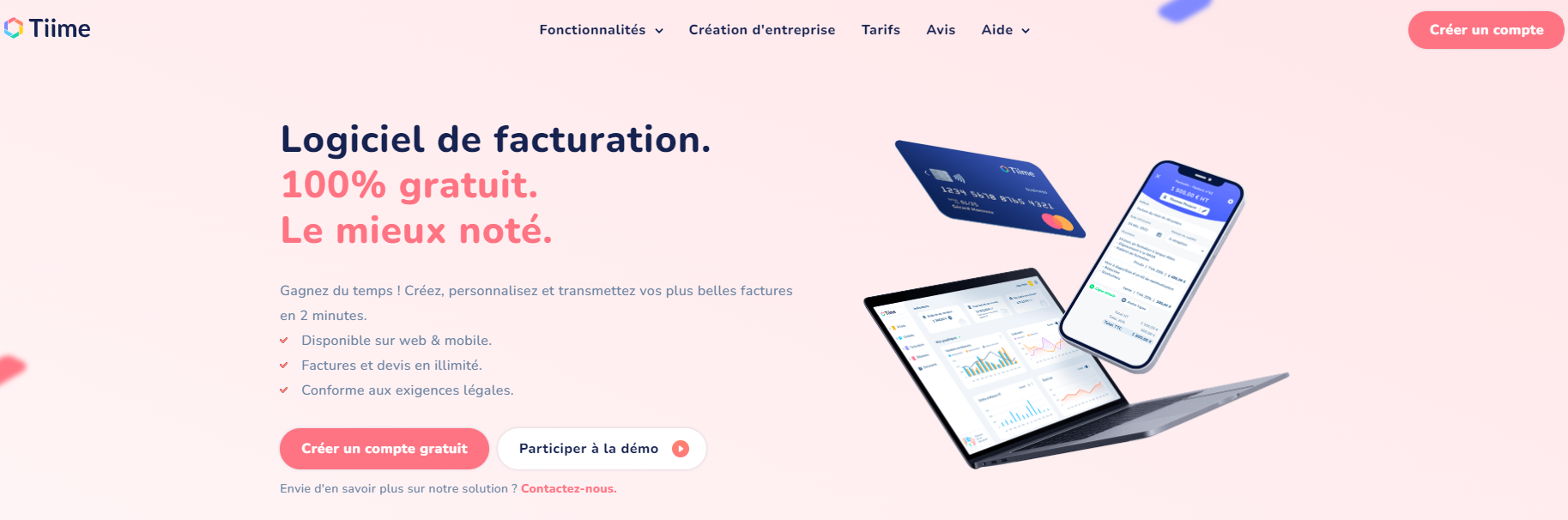Page d'accueil du logiciel de comptabilité Tiime