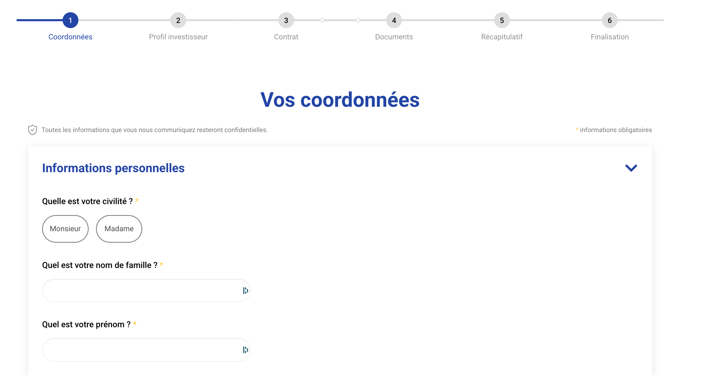 1er écran de souscription au contrat Placement Direct Vie sur Placement-direct.fr