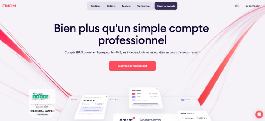 Page d'accueil du compte pro FINOM