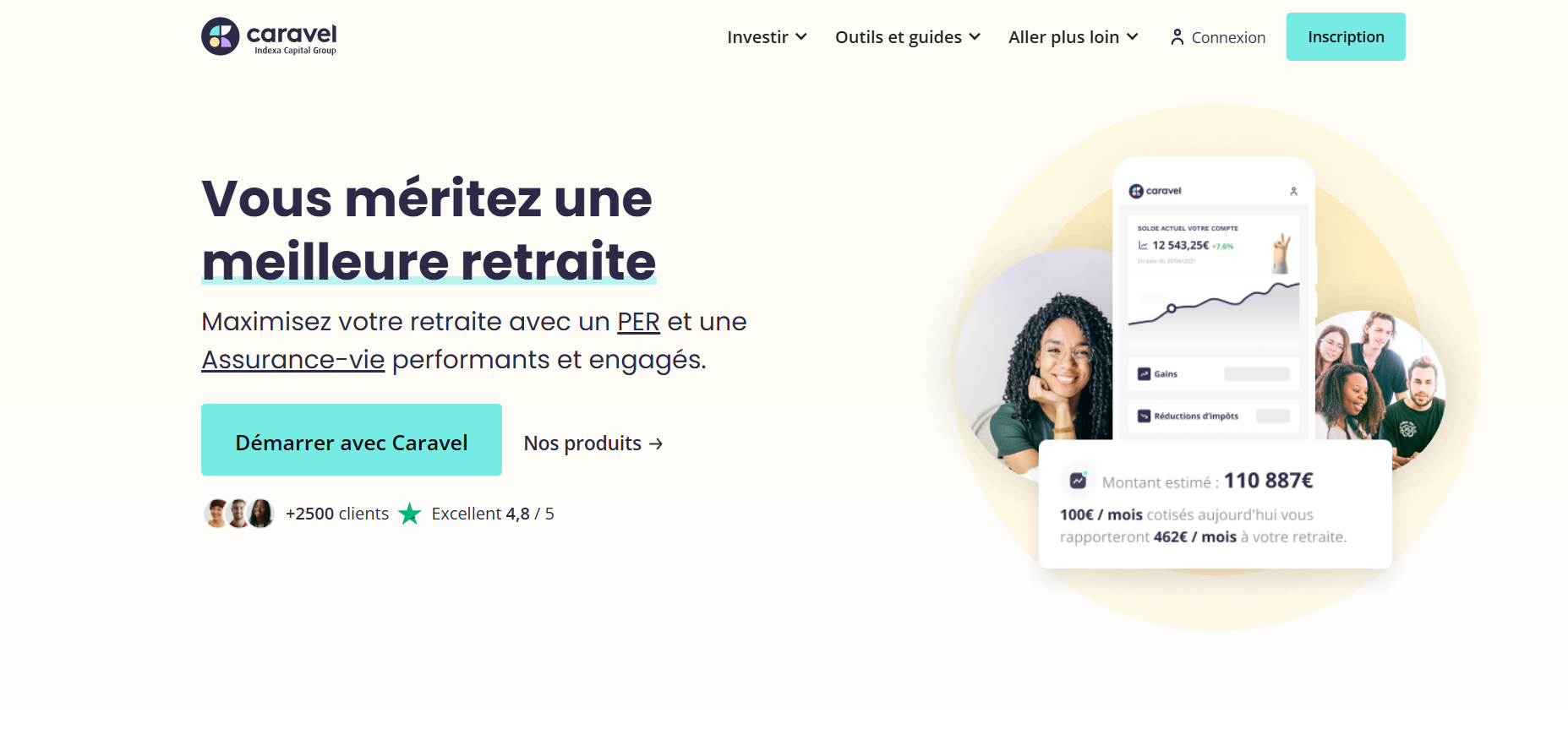 Capture d'écran de la page d'accueil du site Caravel.