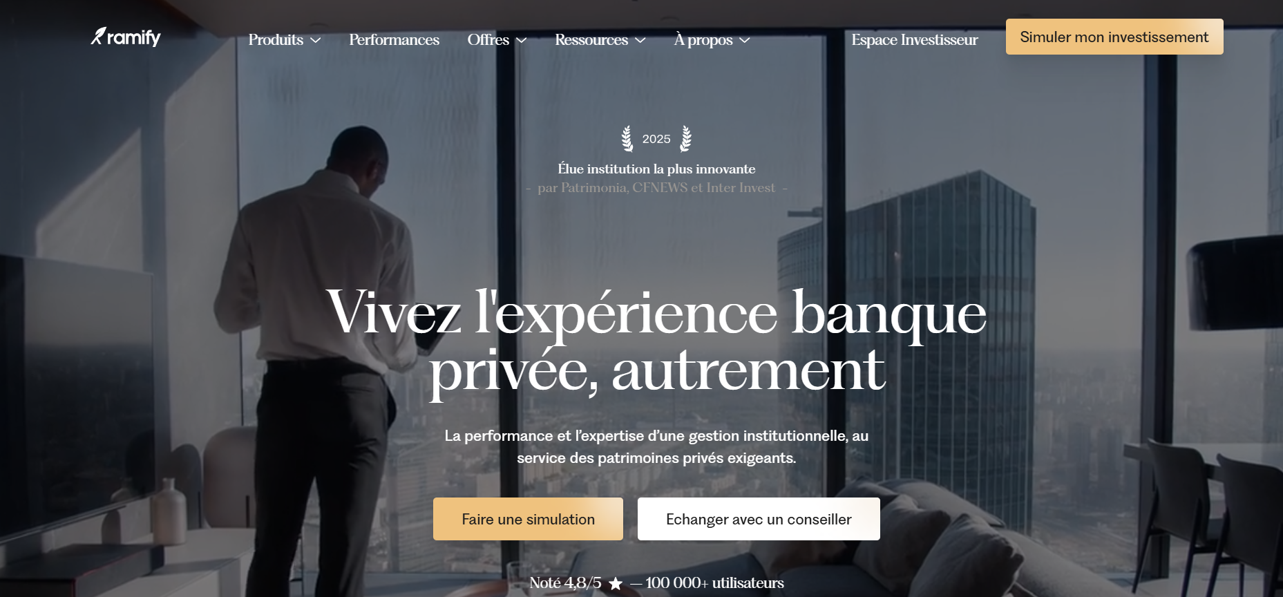 Capture d'écran de la page d'accueil du site Ramify