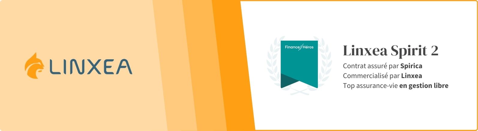 Linxea Spirit 2
Contrat assuré par Spirica
Commercialisé par Linxea
Meilleure assurance-vie en gestion libre