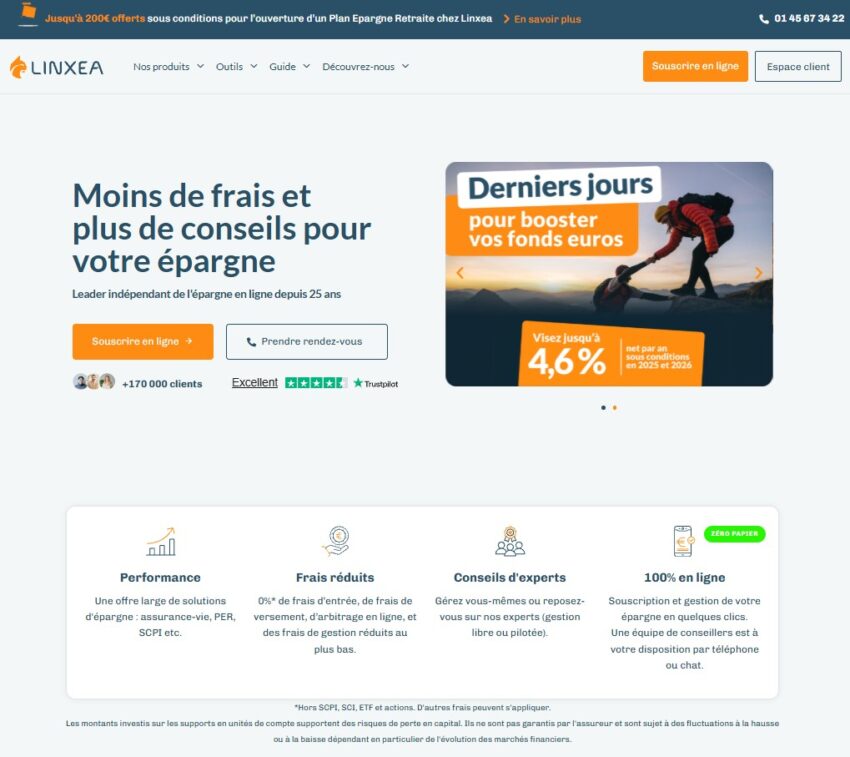 linxea offre promo page d'accueil du site