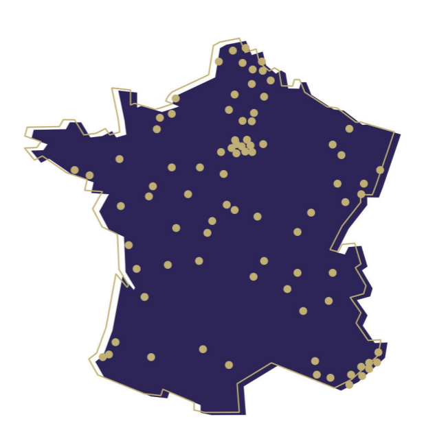 carte des agences du CCF en France métropolitaine