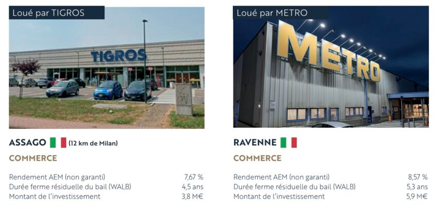 Exemple de 2 actifs au sein du patrimoine immobilier de Wemo One