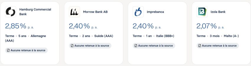 les comptes a termes proposés par raisin.fr en 2026