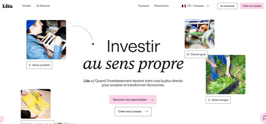 Page d'accueil de la plateforme de crowdfunding à impact LITA