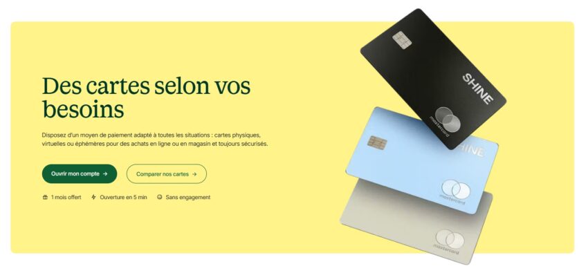 Offre de cartes Mastercard par la banque pro Shine