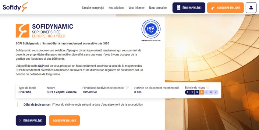 Page d'accueil de la SPCI Sofidynamic