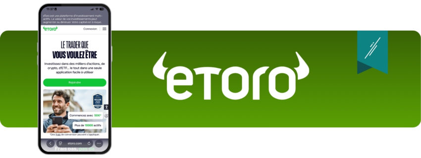 Visuel de la plateforme eToro sur l'univers crypto