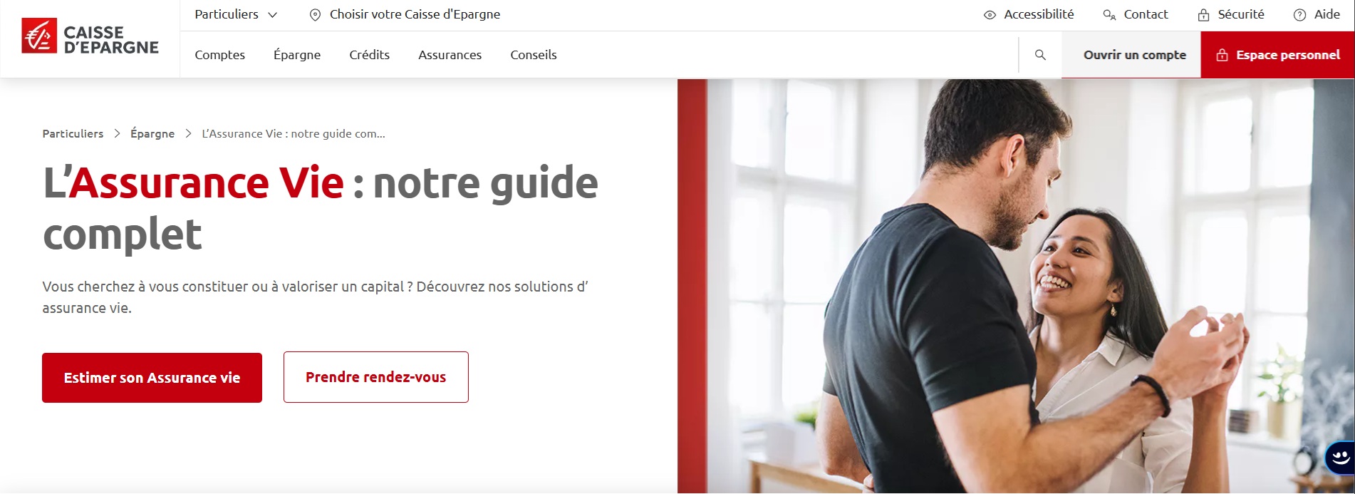 Capture d'écran du site Caisse d'Epargne.