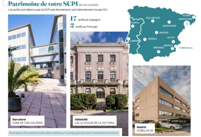 Exemples d'actifs immobiliers détenus au sein du patrimoine de la SCPI Elialys, 
ainsi que leur répartition géographique, au 31/12/2025