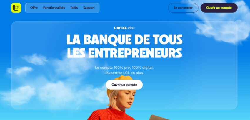 Page d'accueil de la banque pro en ligne L by LCL Pro