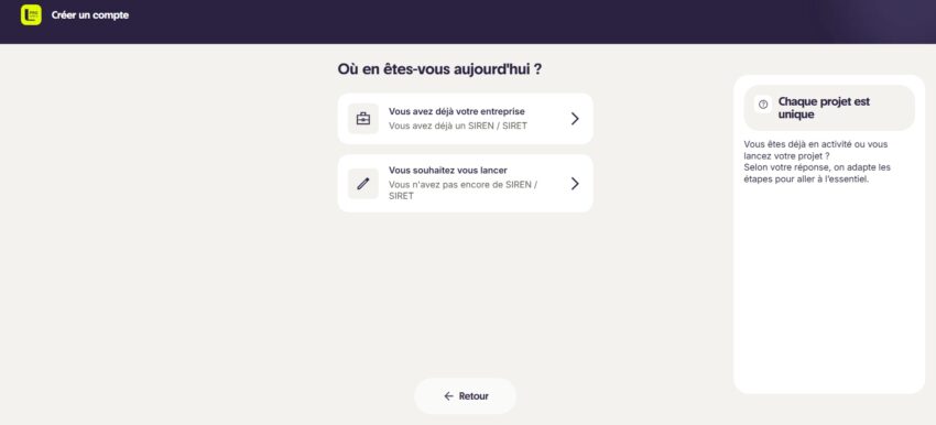 Page d'inscription pour ouvrir un compte chez L by LCL Pro