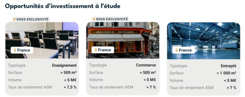 Opportunités d'investissement étudiées par la SCPI Linaclub (source : bulletin trimestriel du T4 2025)