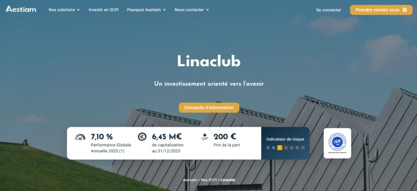 Page d'accueil de la SCPI Linaclub