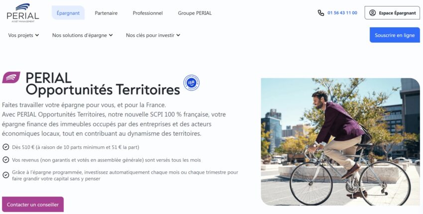 Page d'accueil de la SCPI PERIAL Opportunités Territoires
