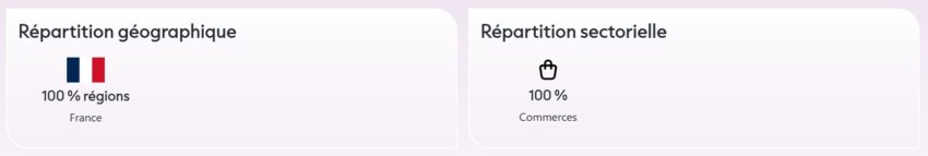 Répartition du patrimoine de la SCPI PERIAL Opportunités Territoires au 31/12/2025 
(avec deux actifs seulement)