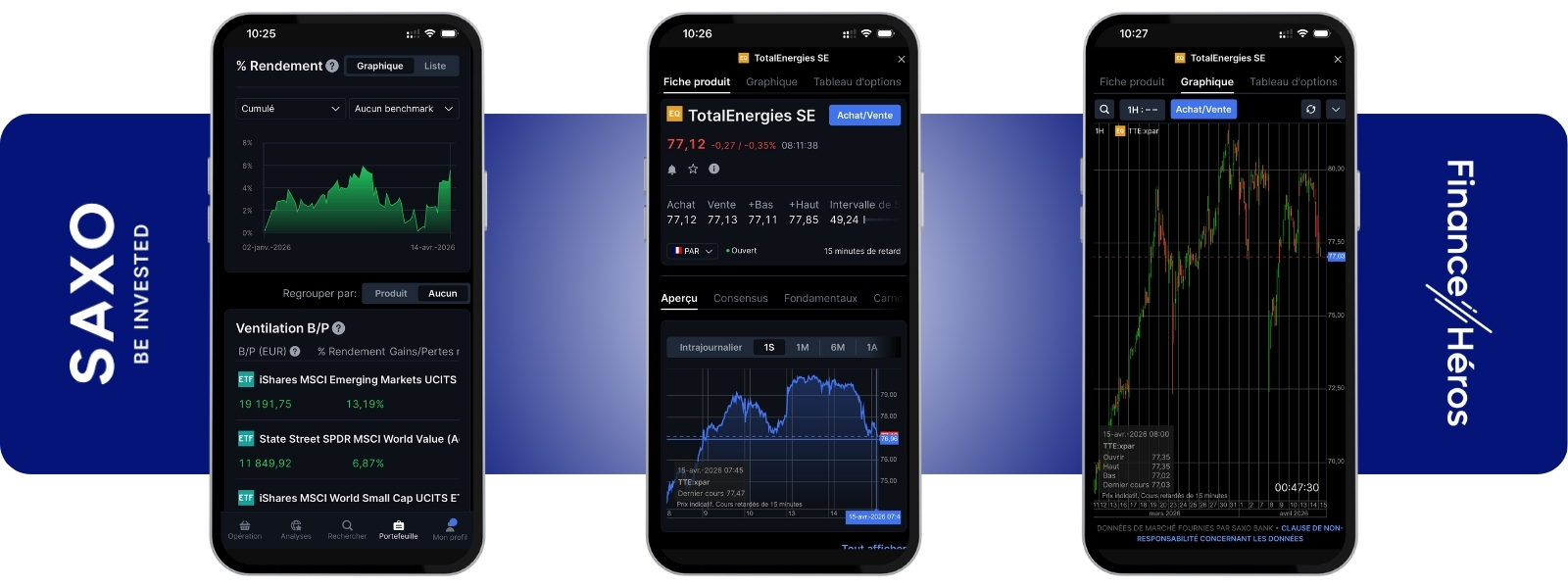 Screenshot de l'application Saxo