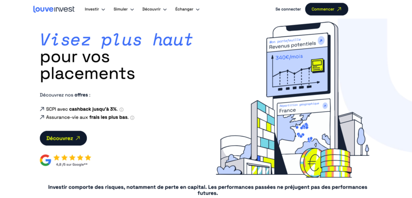 page d’accueil de louve Invest