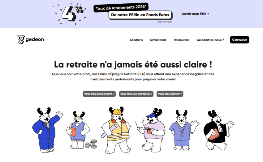 La page d'accueil du site Gedeon