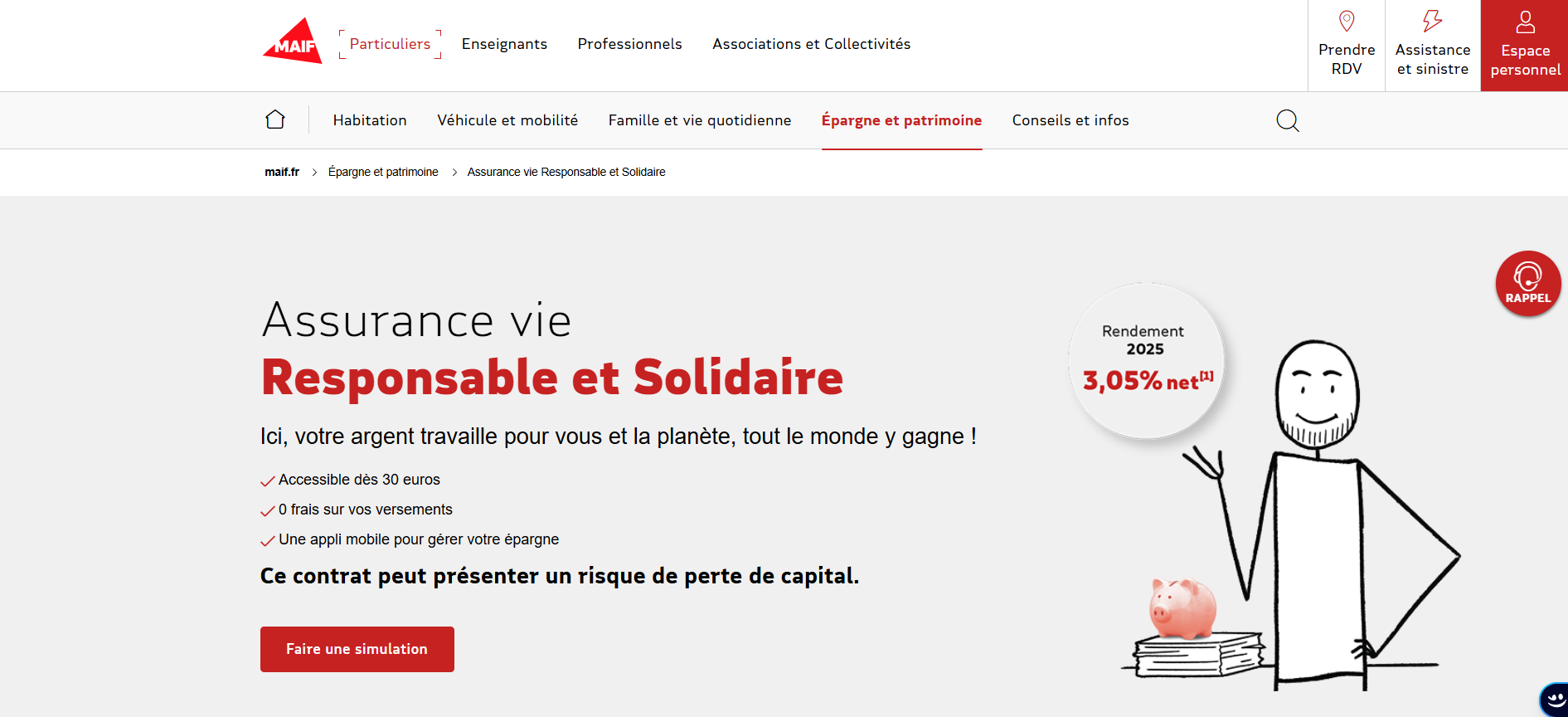 Page d'accueil assurance vie Maif.