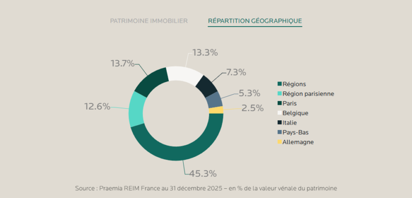 Répartition de la SCPI Patrimmo Commerce au 31/12/2025