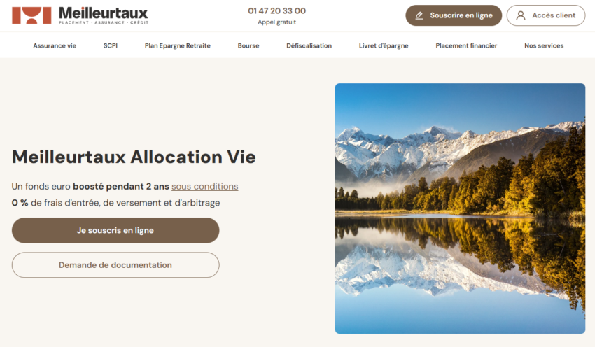 La page du contrat Allocation sur Meilleurtaux Placement