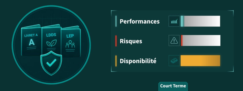 Les livrets restent les meilleurs placement de TRÈS court terme. Performance faible. risque faible. Disponibilité maximale.
