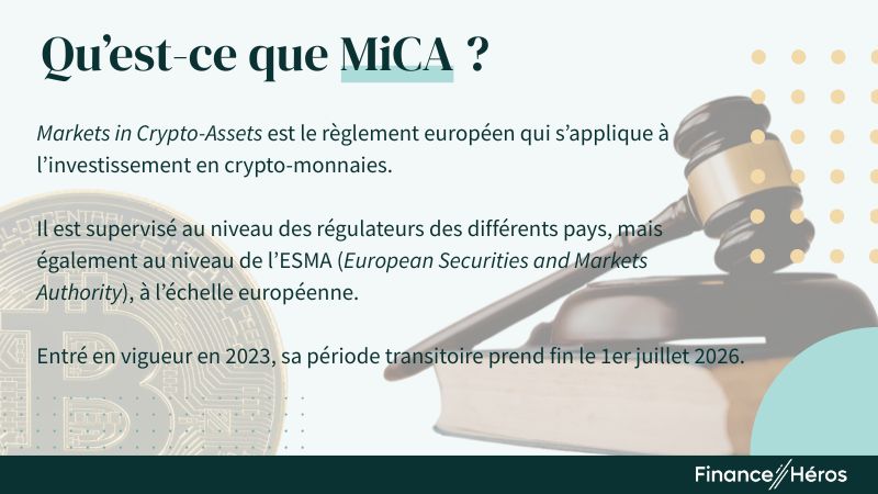 Infographie donnant la définition de la réglementation MiCA