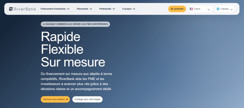 Page d'accueil de RiverBank