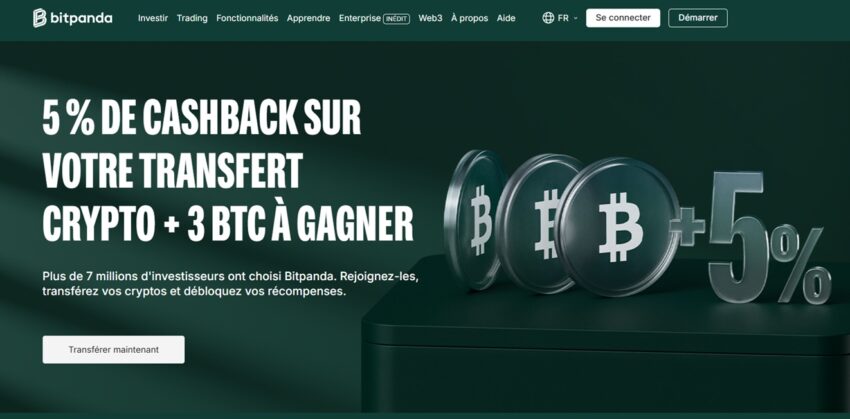 Visuel de la promotion en cours en juillet 2026 chez Bitpanda poru transférer ses cryptomonnaies