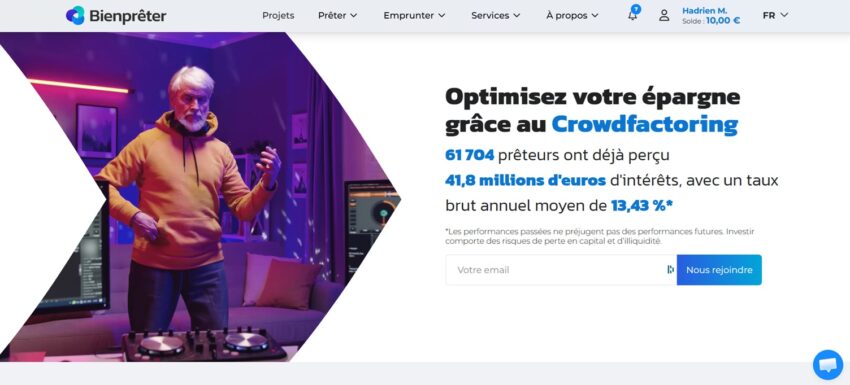 Page d'accueil du site de Bienprêter