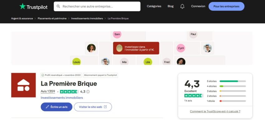 Résumé des avis de Trustpilot sur La Première Brique (juillet 2026)