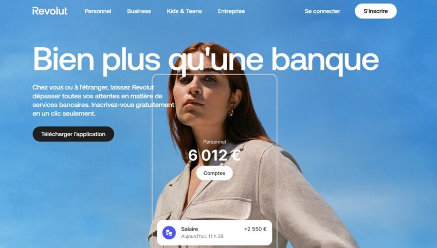 Page d'accueil de Revolut