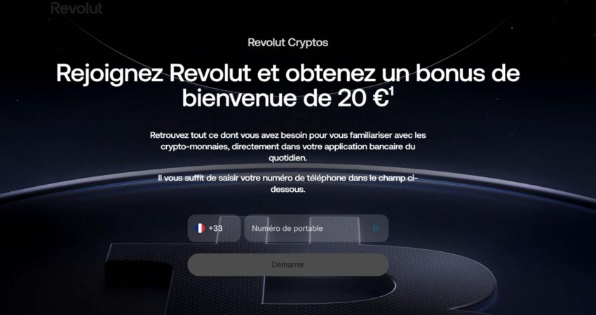 Capture d'écran de la page spécifique de Revolut qui explique son offre crypto