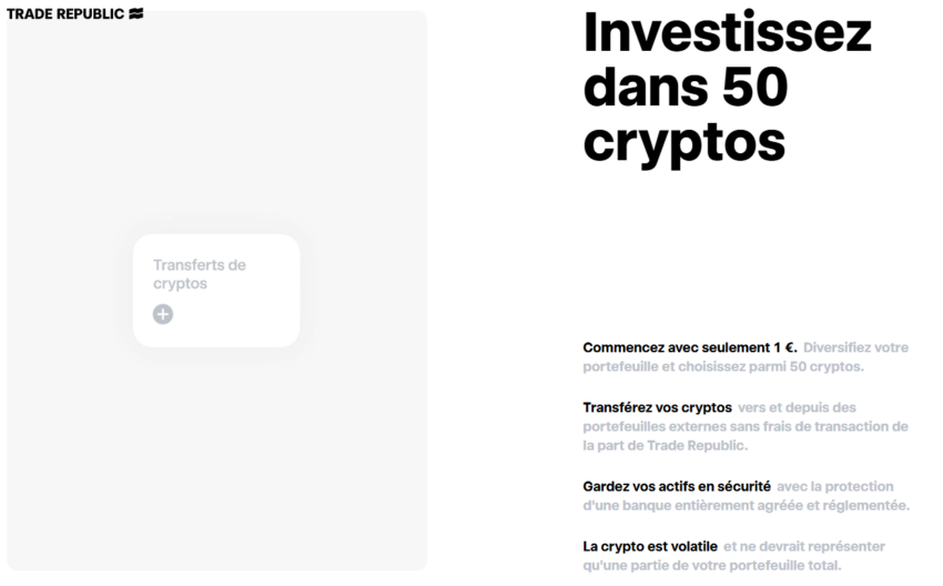 l'offre cyrpto de Trade Republic vous propose 50 cryptoactifs