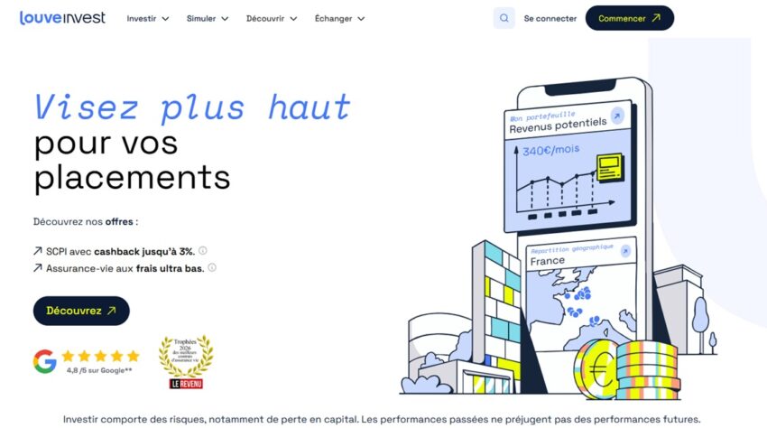 Page d'accueil de Louve Invest