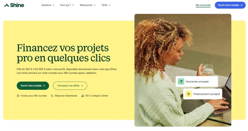 Exemple de crédit professionnel en ligne avec Shine