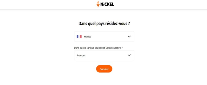 La page d'inscription à Nickel Pro, très sobre