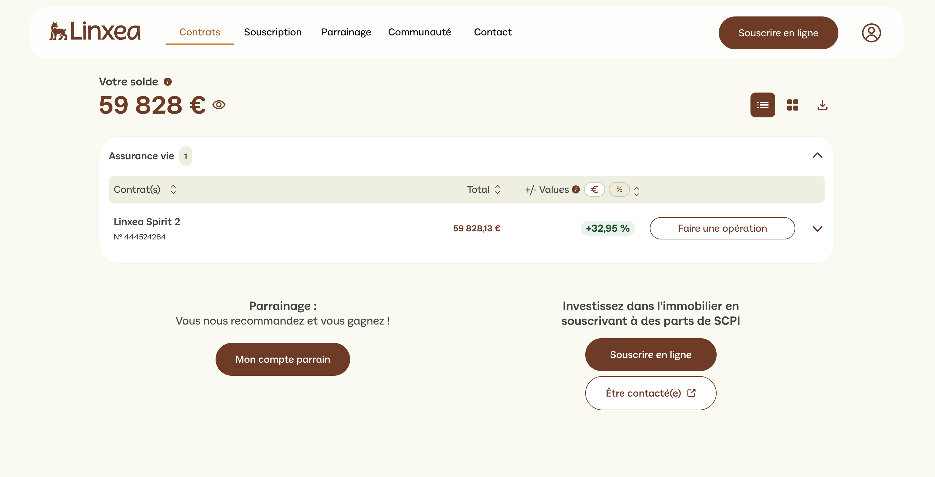 Espace client Linxea